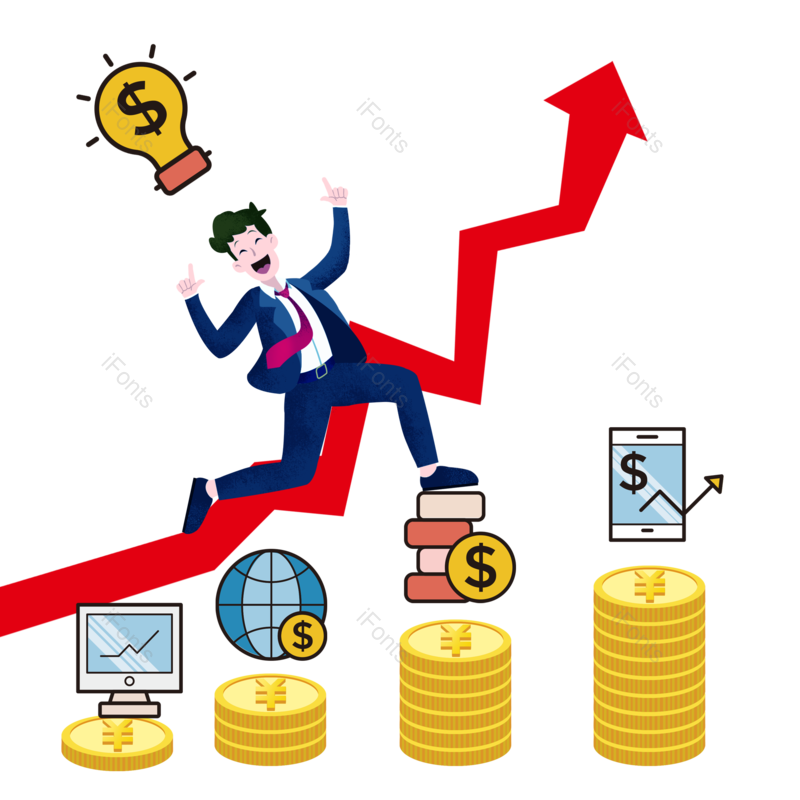 金融图片,金融曲线元素,金币PNG,报表免抠素材